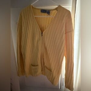 Tisbury Bay Northern Isles Yellow Zip Cardigan Sweater Size M
